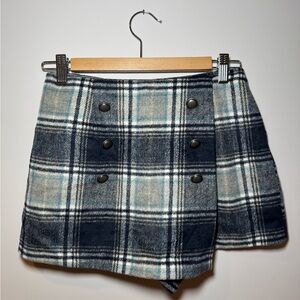 Plaid Double-Breasted Skirt